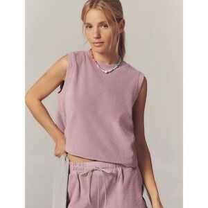 Nation Los Angeles Nara Open Back Muscle Tank Top M Lavender Terry Organic